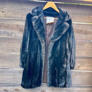 Vintage Fur Coat - Dark Brown Plush Women's Jacket